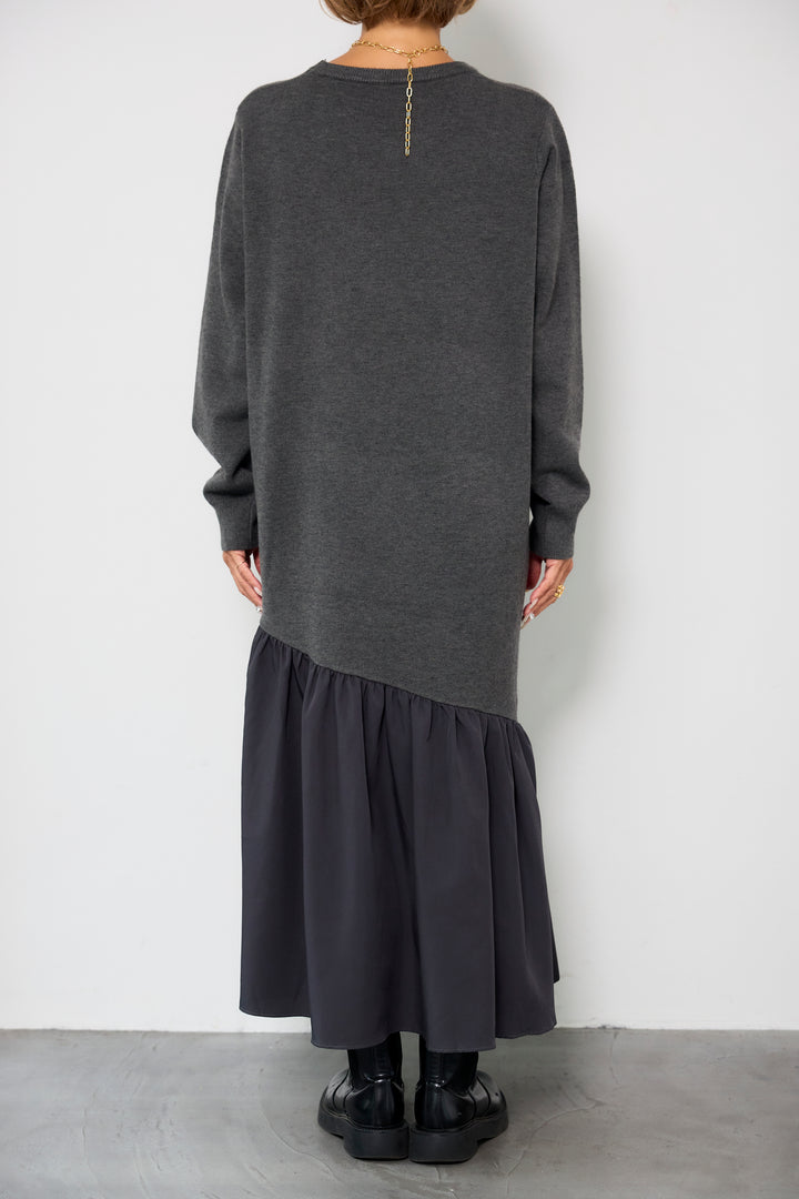 アシメ切替ニットワンピース