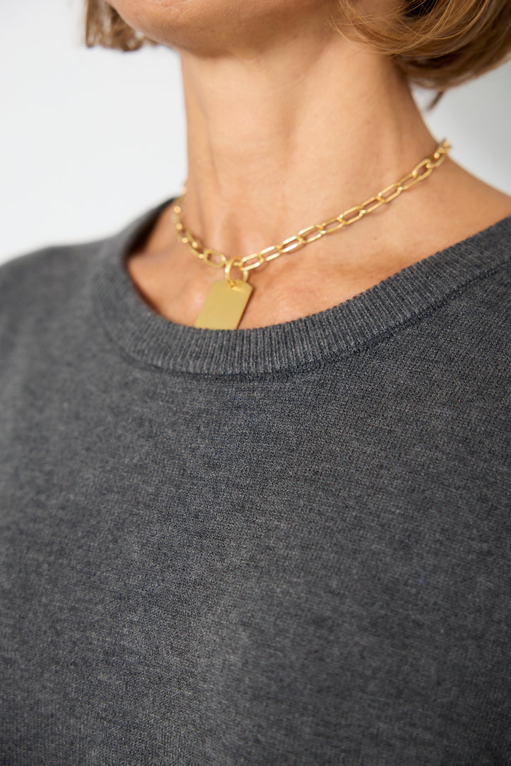 アシメ切替ニットワンピース