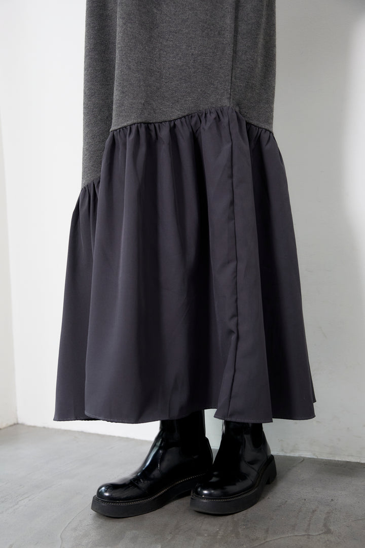 アシメ切替ニットワンピース