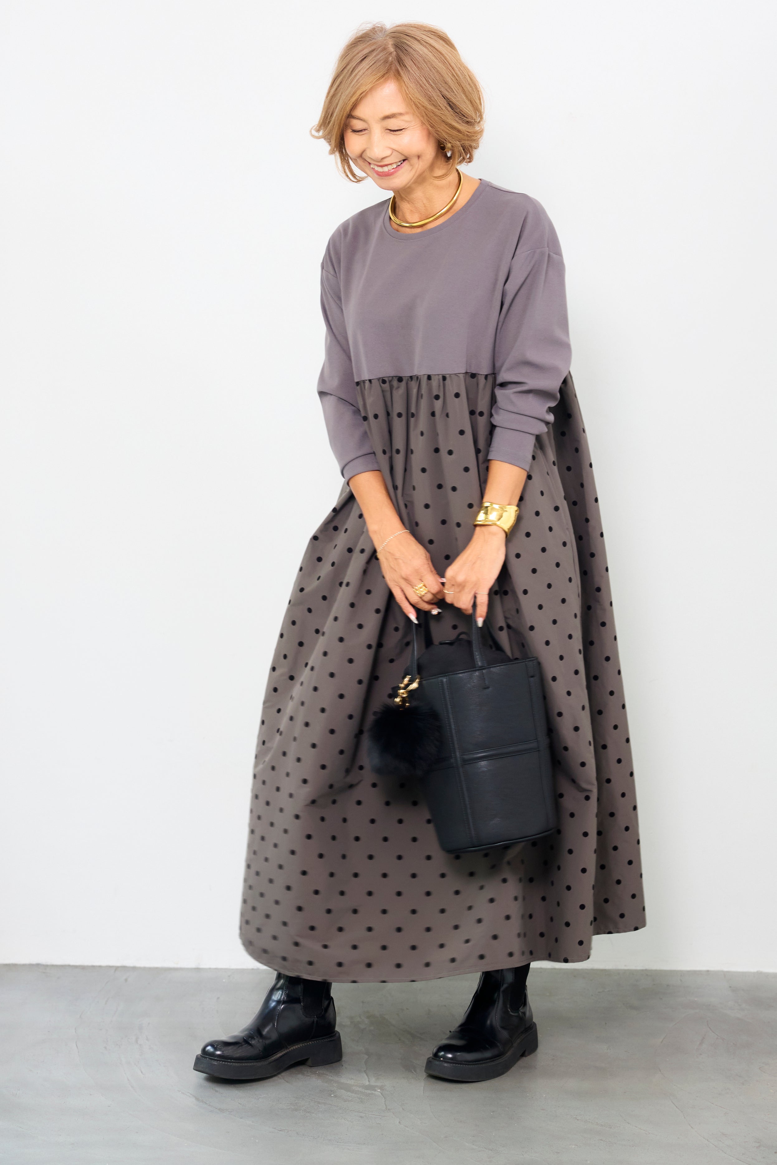 フロッキードット切替ワンピース – plusotoha