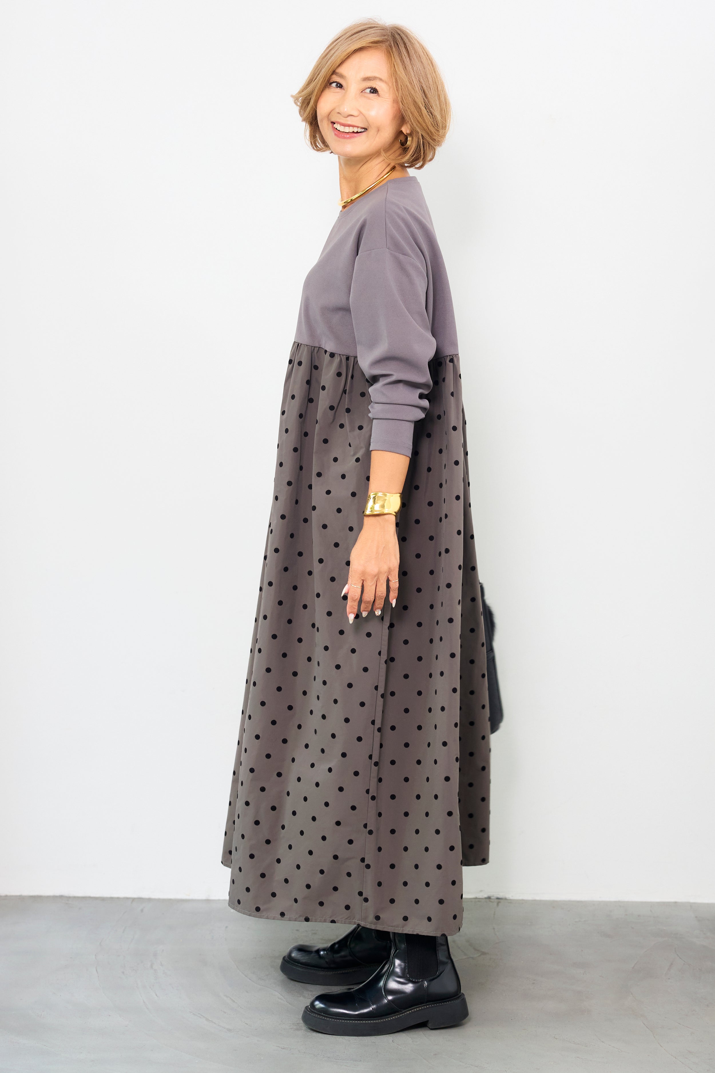 フロッキードットワンピース 楽天市場】フロッキードット マキシ ワンピース レディース