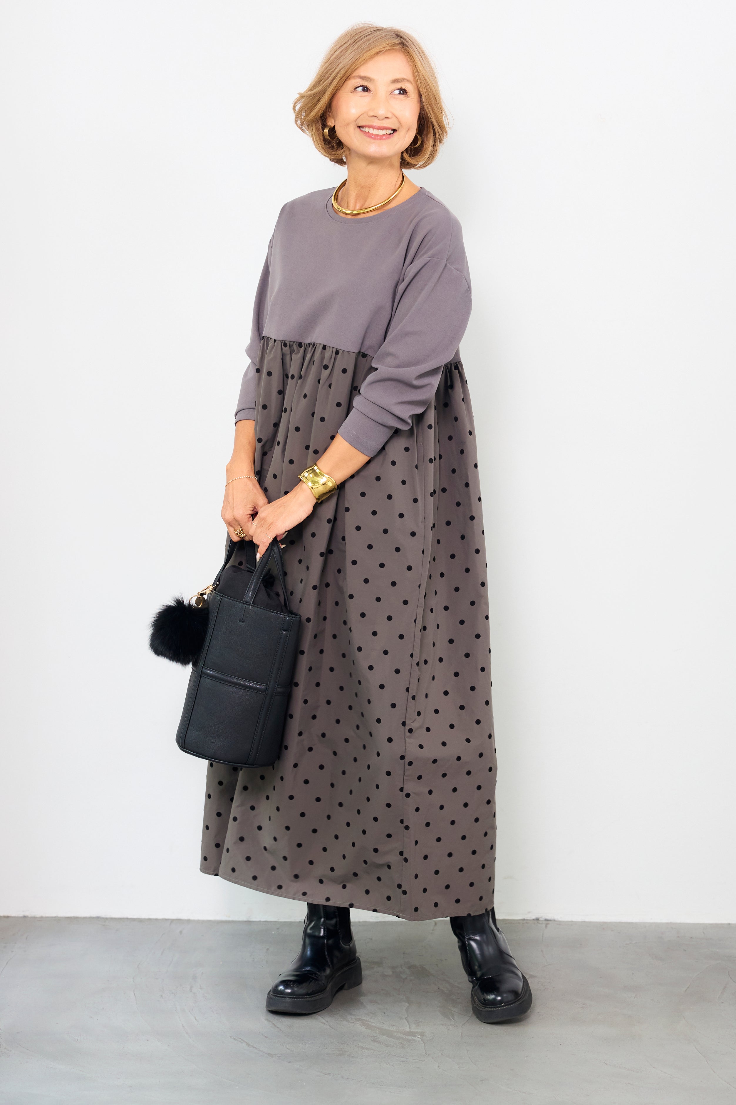 フロッキードット切替ワンピース – plusotoha