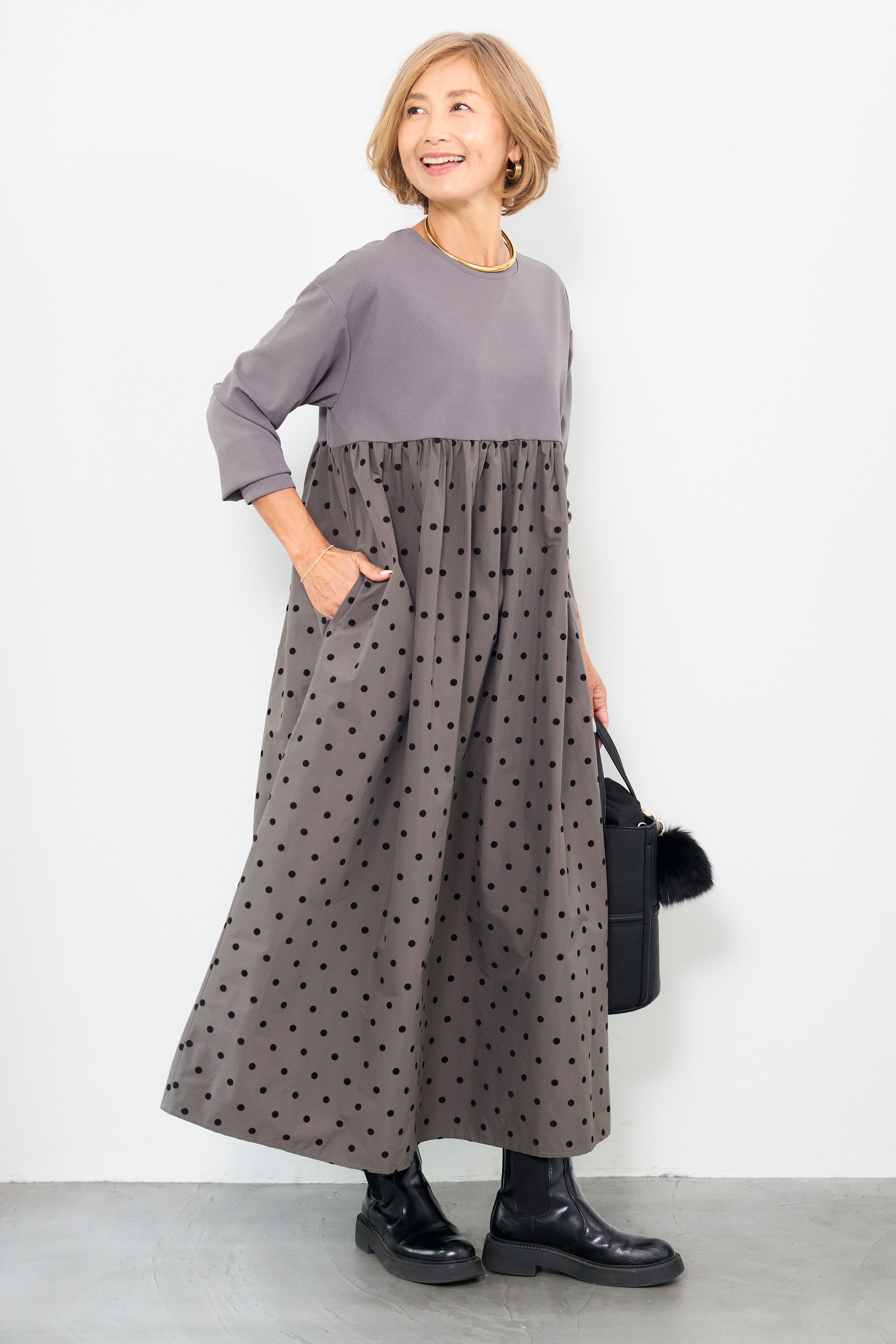 フロッキードット切替ワンピース – plusotoha