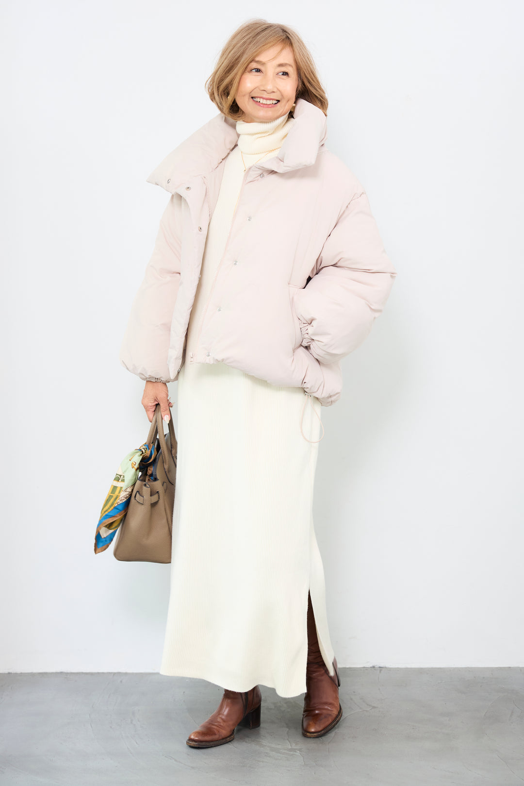 スタンドカラー中綿ショートブルゾン