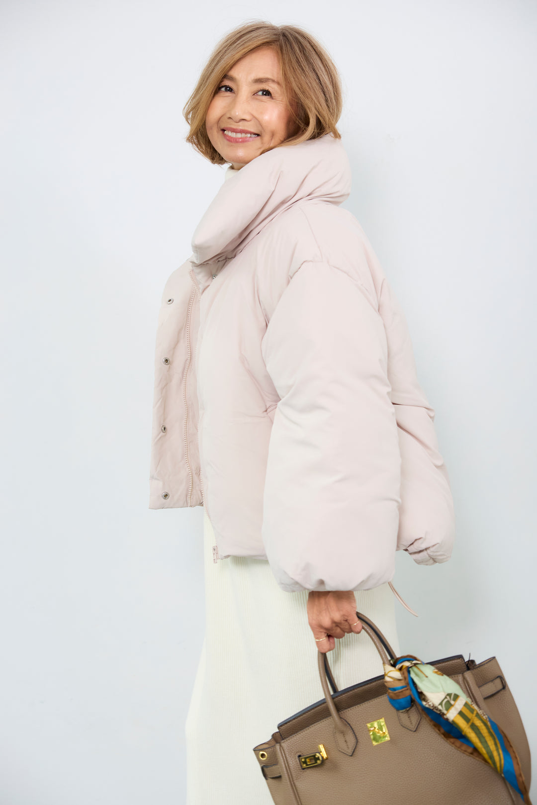 スタンドカラー中綿ショートブルゾン