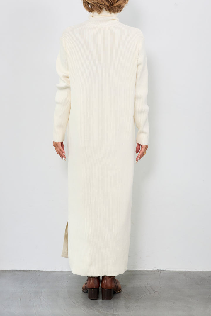 [SET]スタンドカラー中綿ショートブルゾン+タートルネックリブニットワンピース(2set)