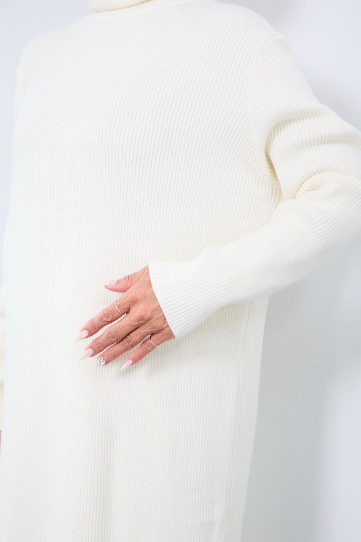 [SET]スタンドカラー中綿ショートブルゾン+タートルネックリブニットワンピース(2set)