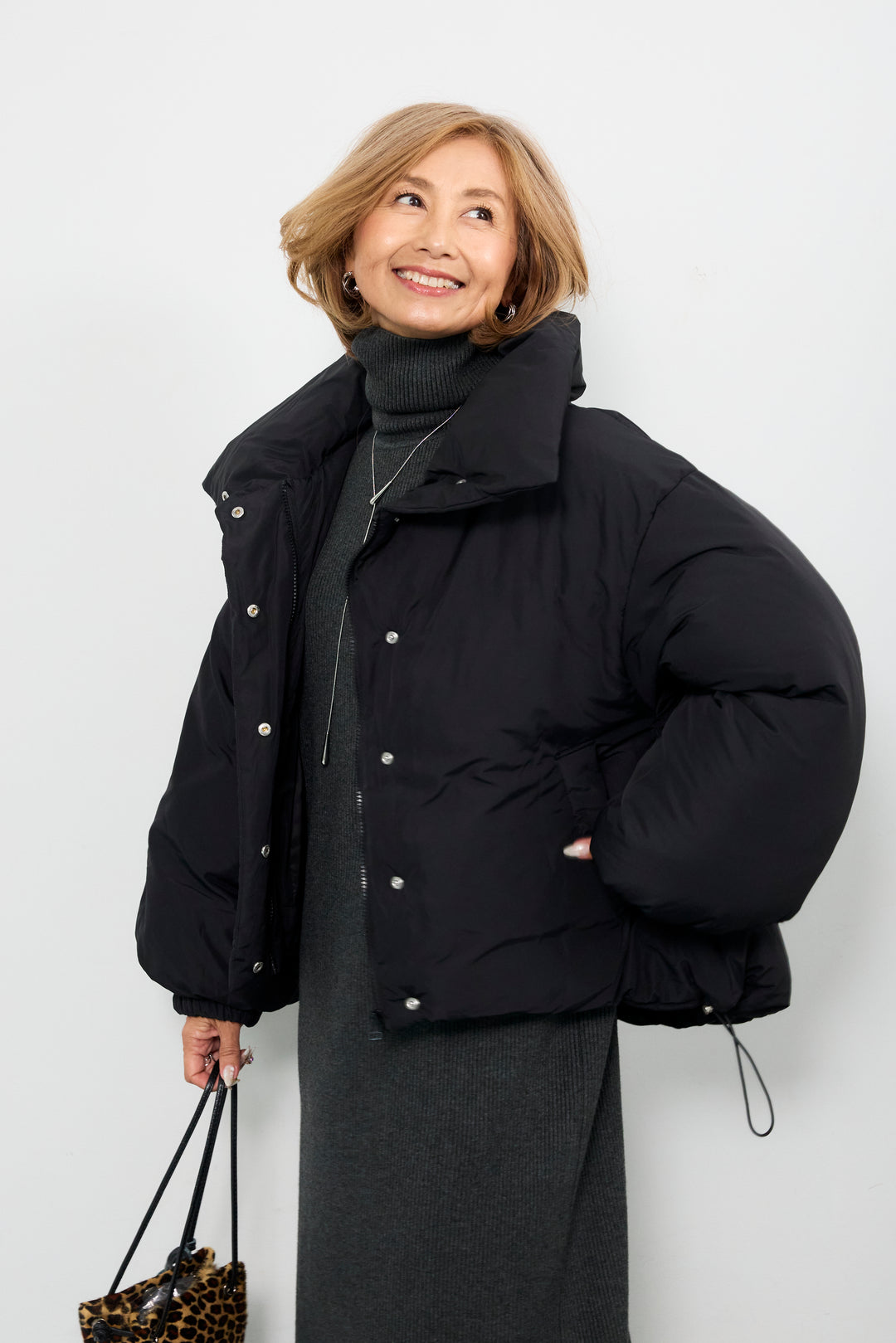 スタンドカラー中綿ショートブルゾン