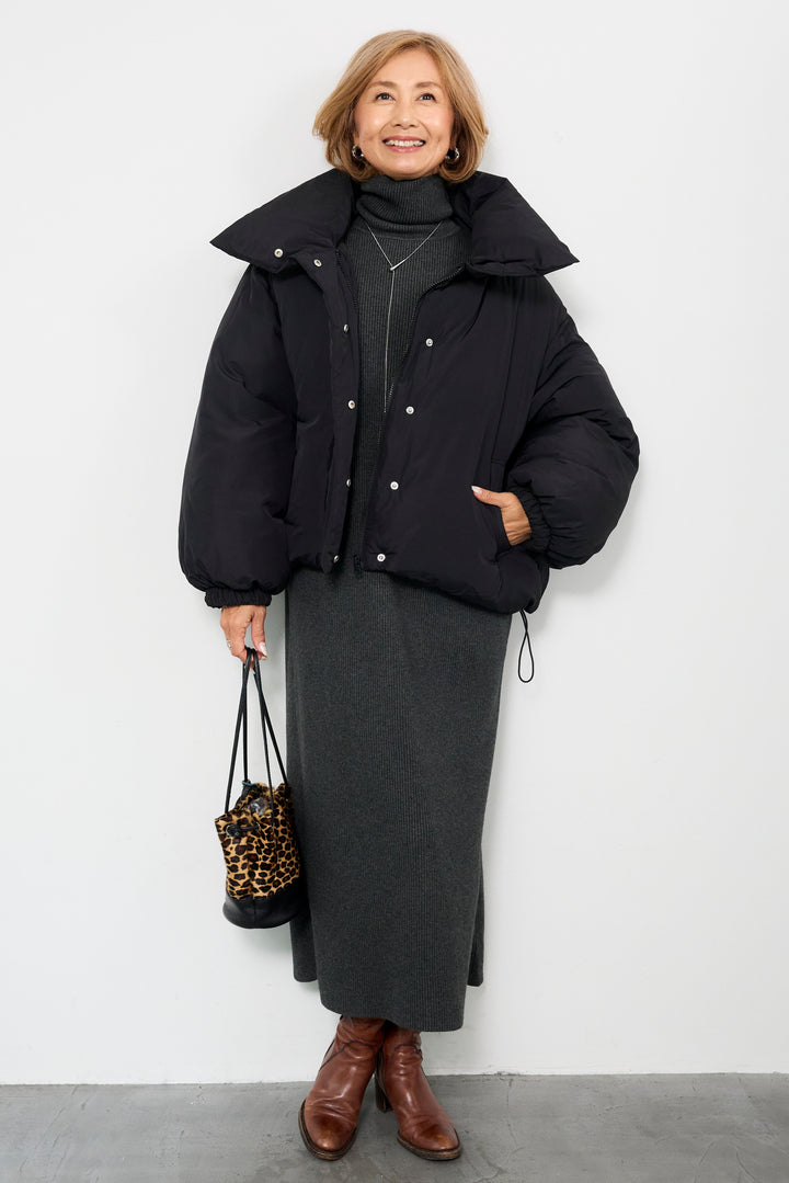 スタンドカラー中綿ショートブルゾン