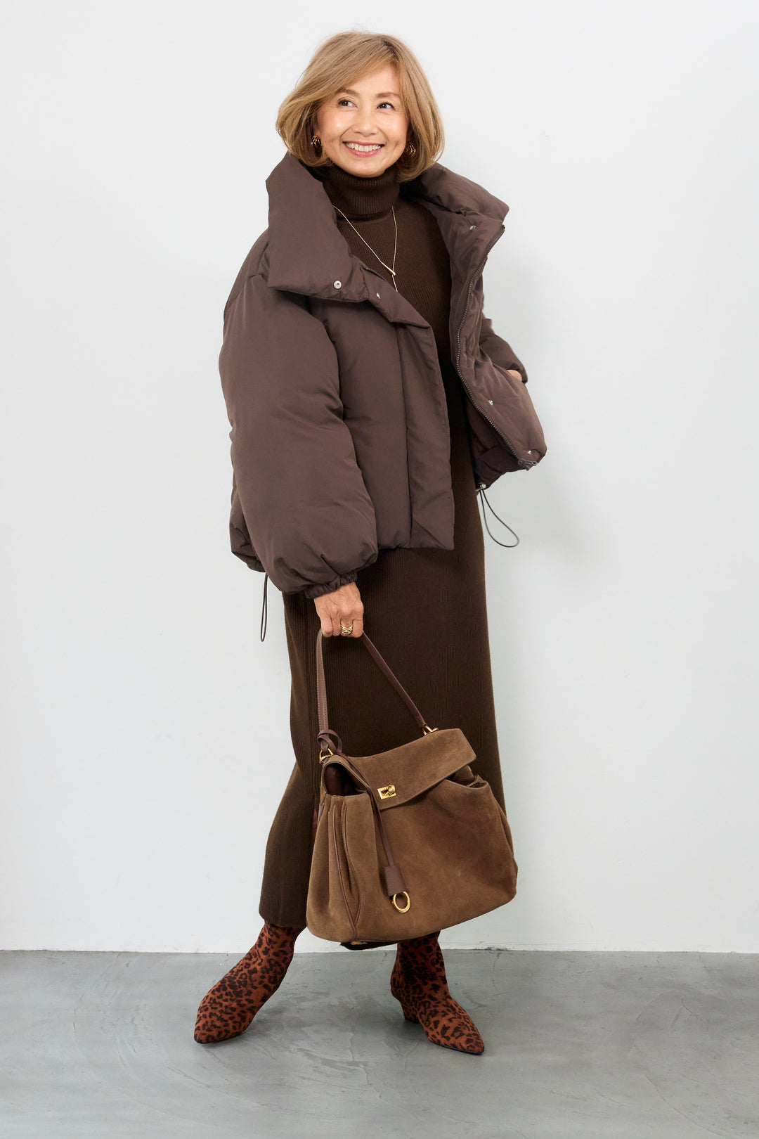 スタンドカラー中綿ショートブルゾン