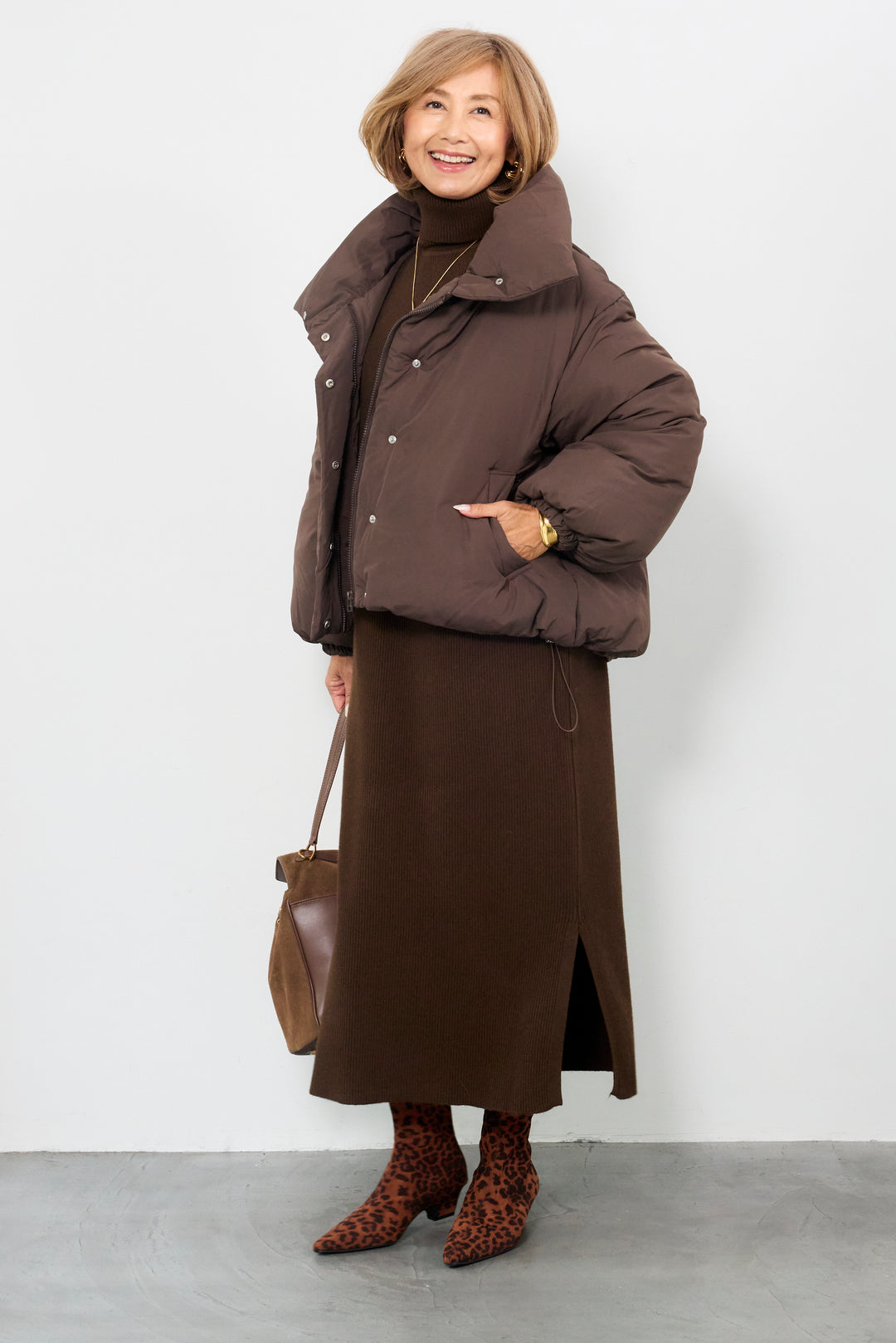 スタンドカラー中綿ショートブルゾン