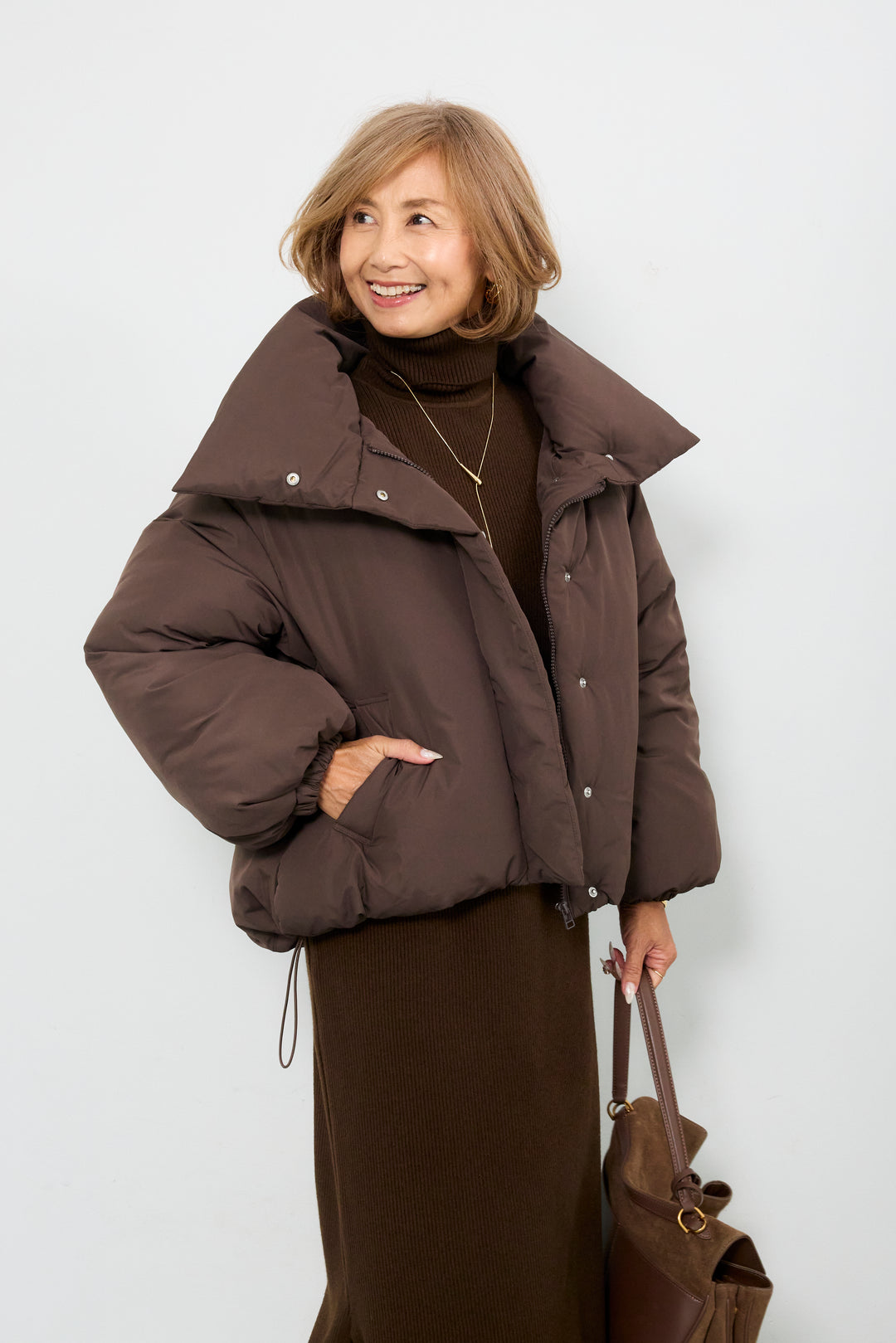 スタンドカラー中綿ショートブルゾン