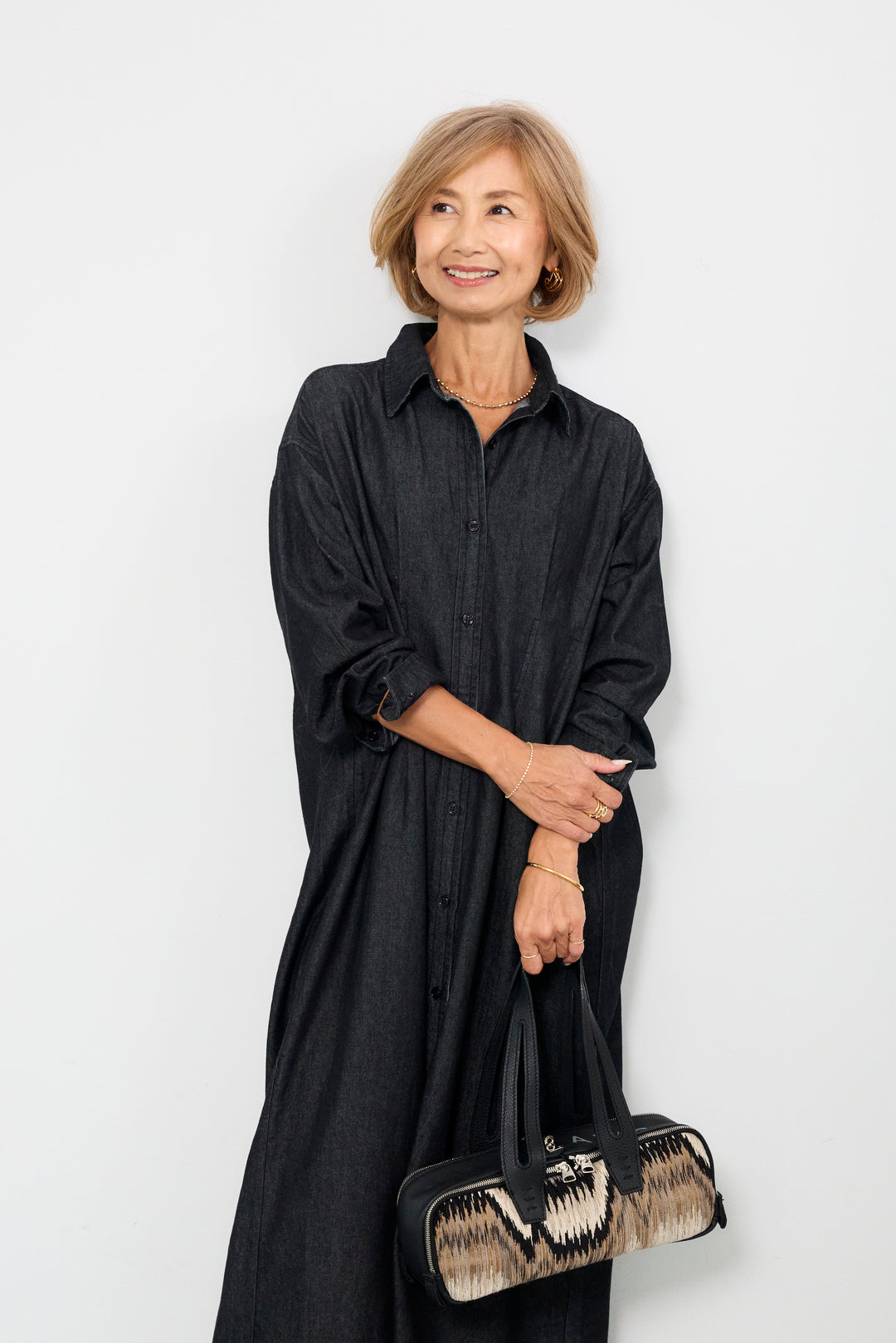 デニムタックシャツワンピース