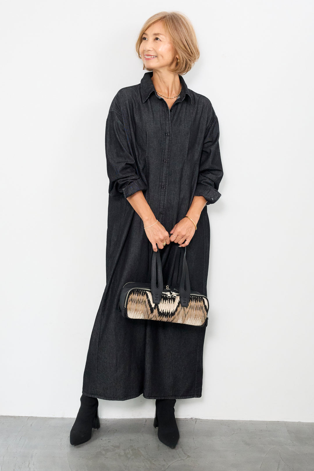 デニムタックシャツワンピース