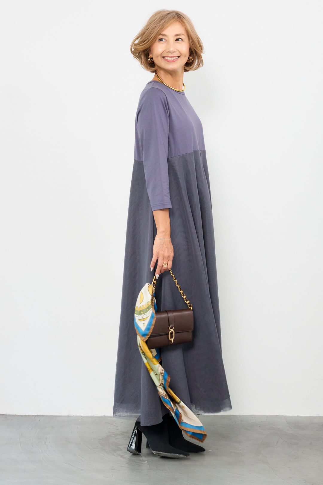 チュール切替カットワンピース