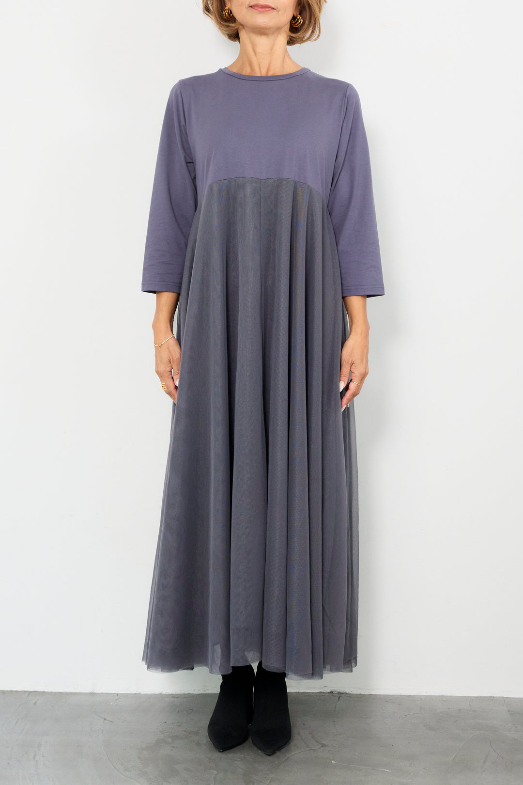 チュール切替カットワンピース