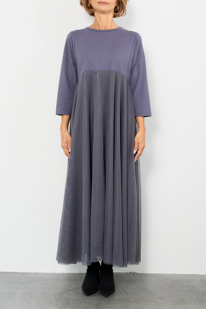 チュール切替カットワンピース