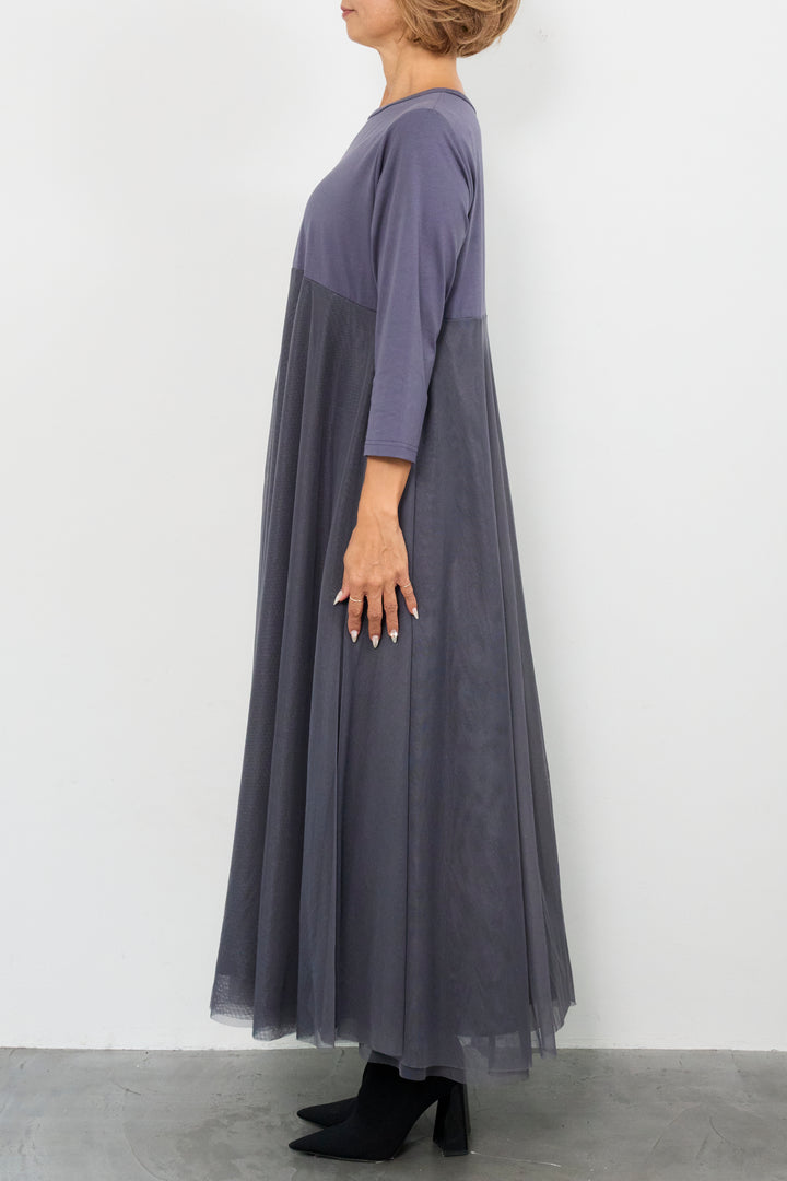 チュール切替カットワンピース