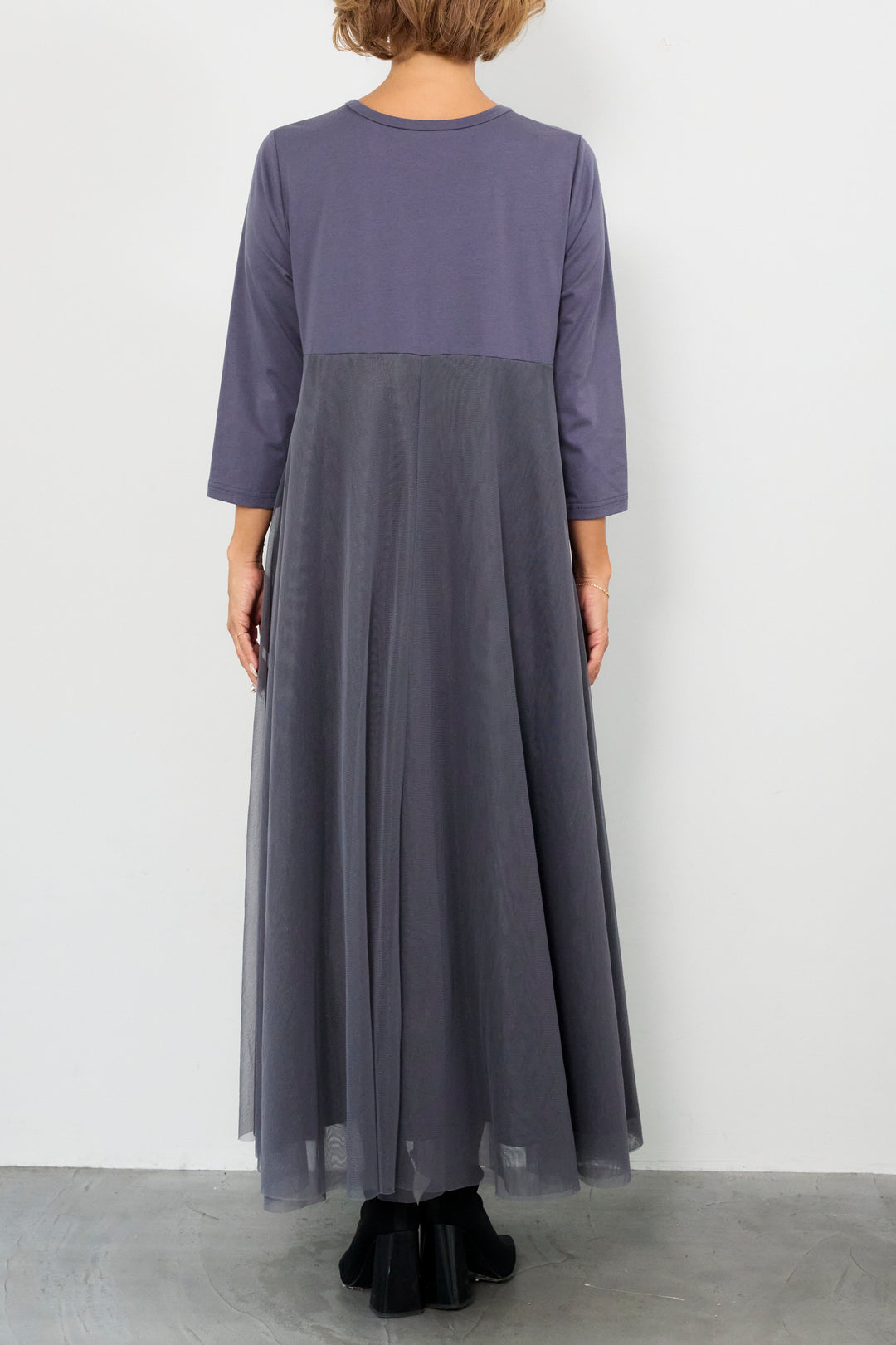 チュール切替カットワンピース