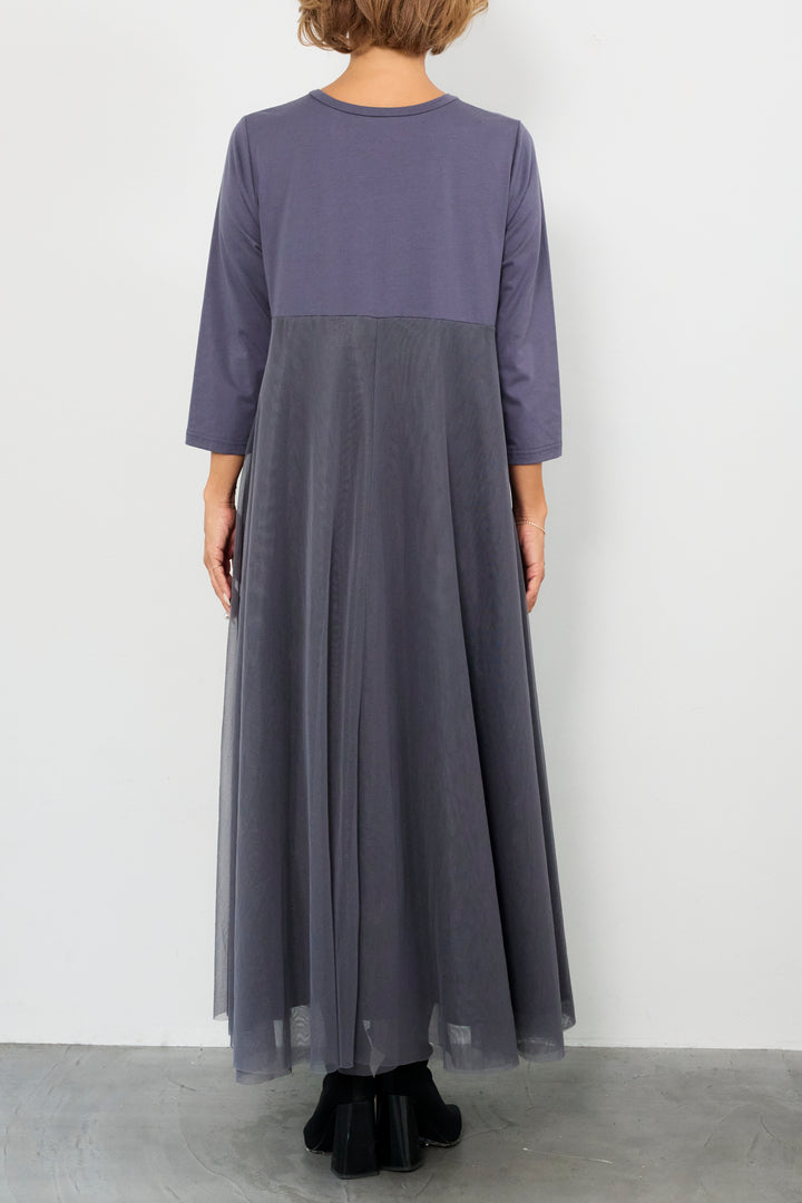 チュール切替カットワンピース