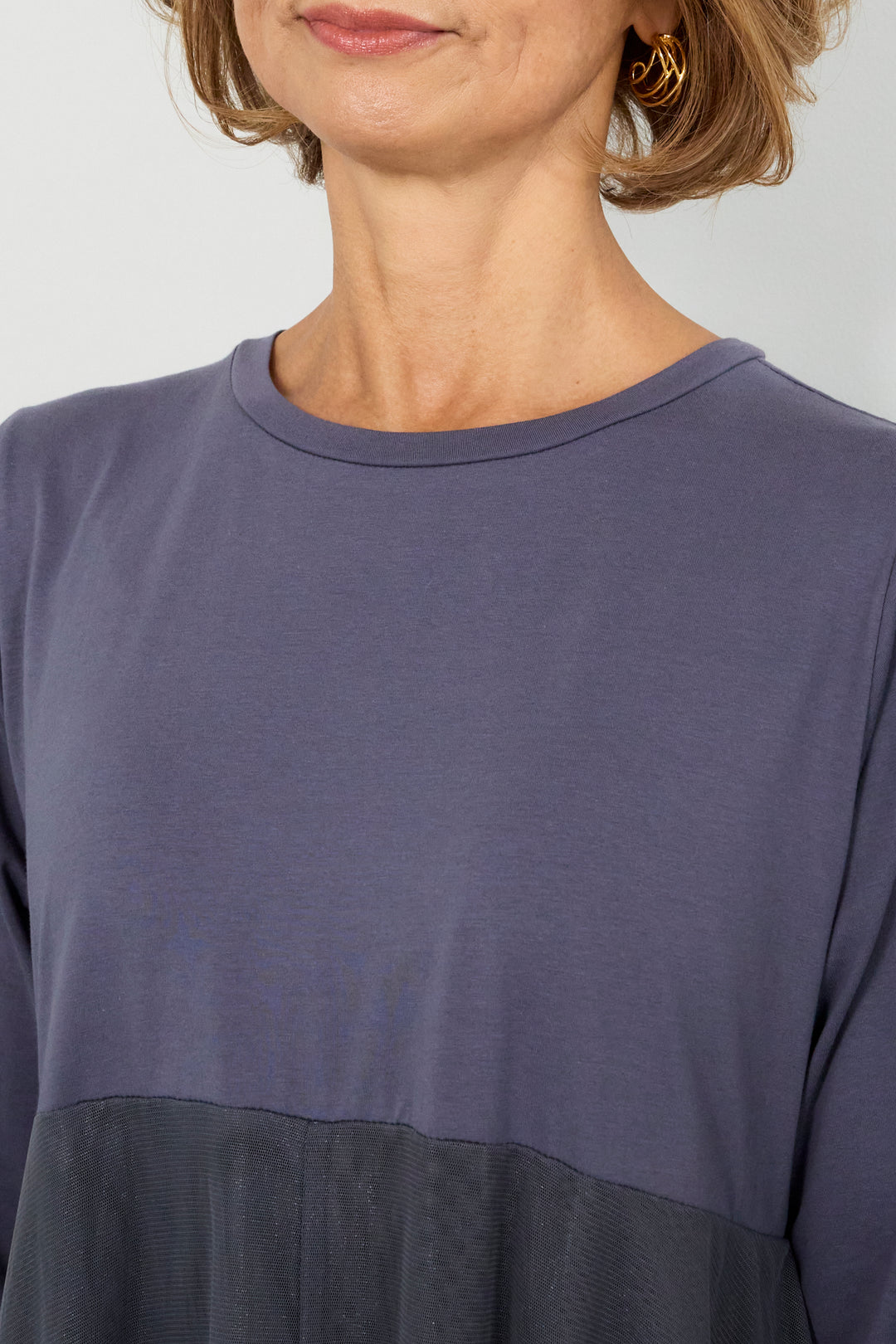 チュール切替カットワンピース