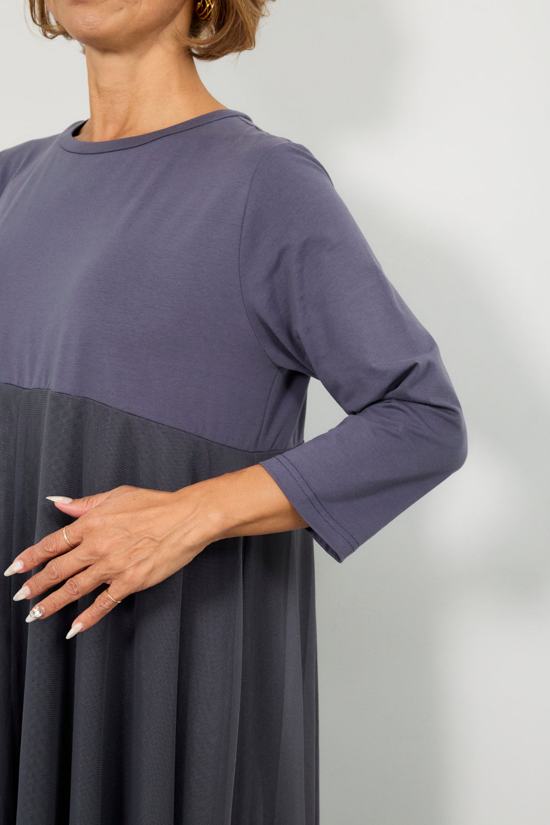 チュール切替カットワンピース