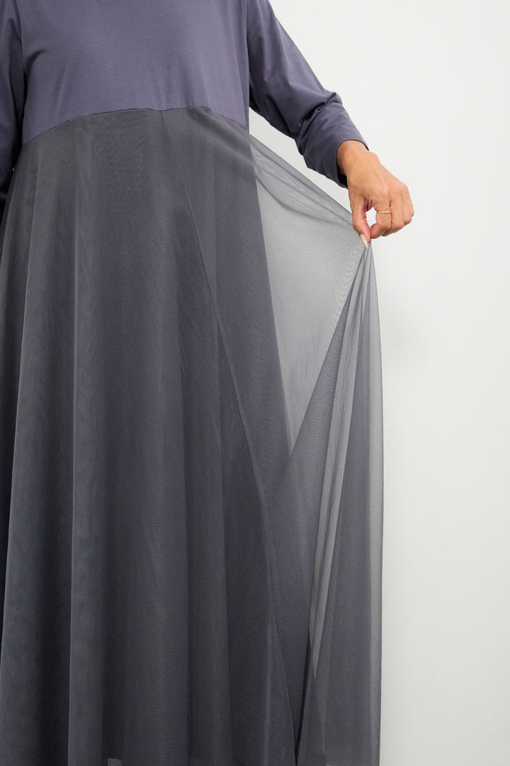 チュール切替カットワンピース