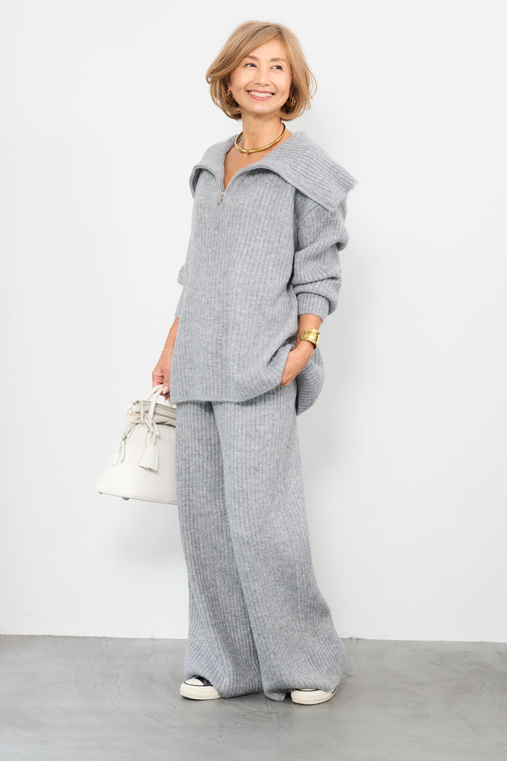 2WAYビッグカラーリブニットセットアップ