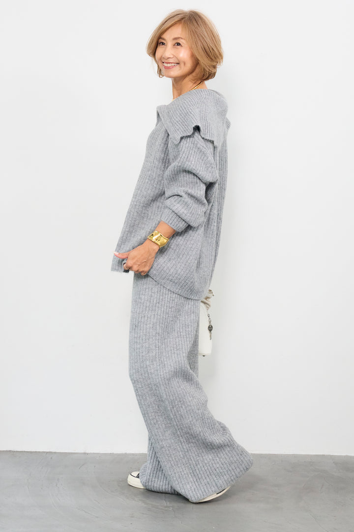 2WAYビッグカラーリブニットセットアップ