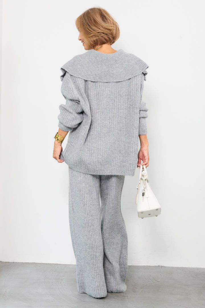 2WAYビッグカラーリブニットセットアップ