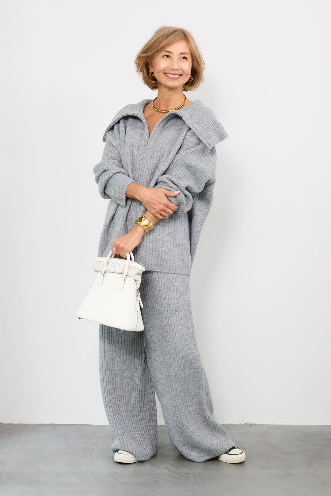 2WAYビッグカラーリブニットセットアップ