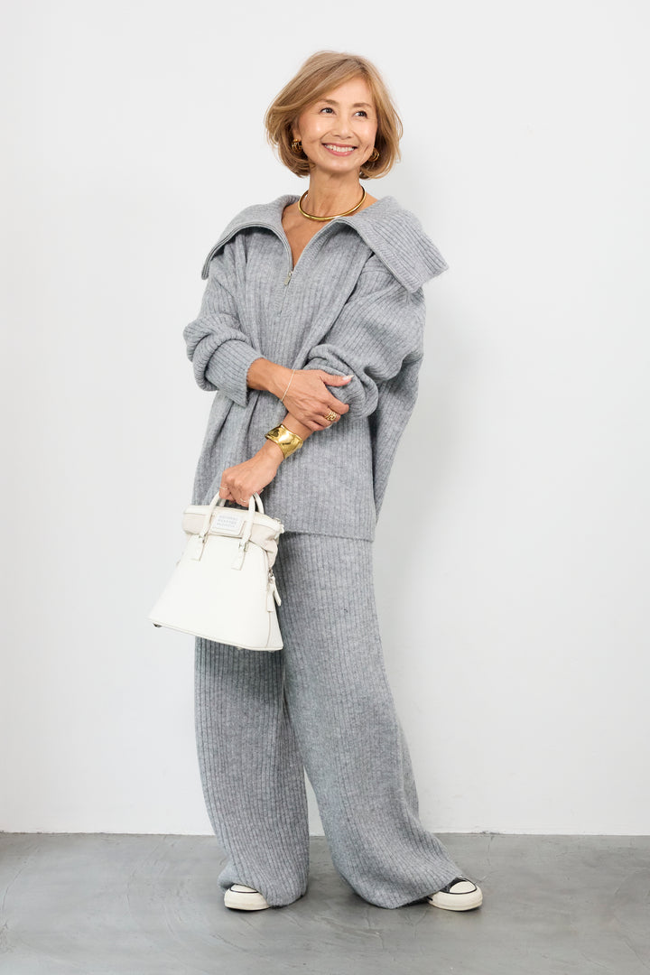 2WAYビッグカラーリブニットセットアップ