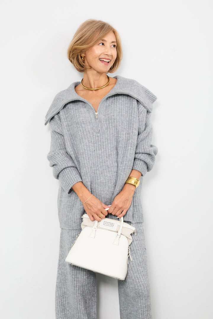 2WAYビッグカラーリブニットセットアップ