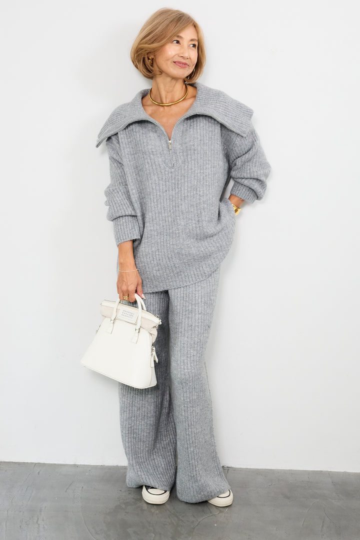 2WAYビッグカラーリブニットセットアップ