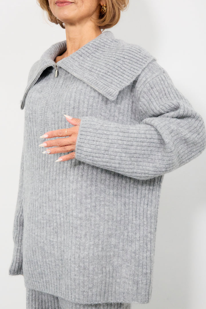 2WAYビッグカラーリブニットセットアップ