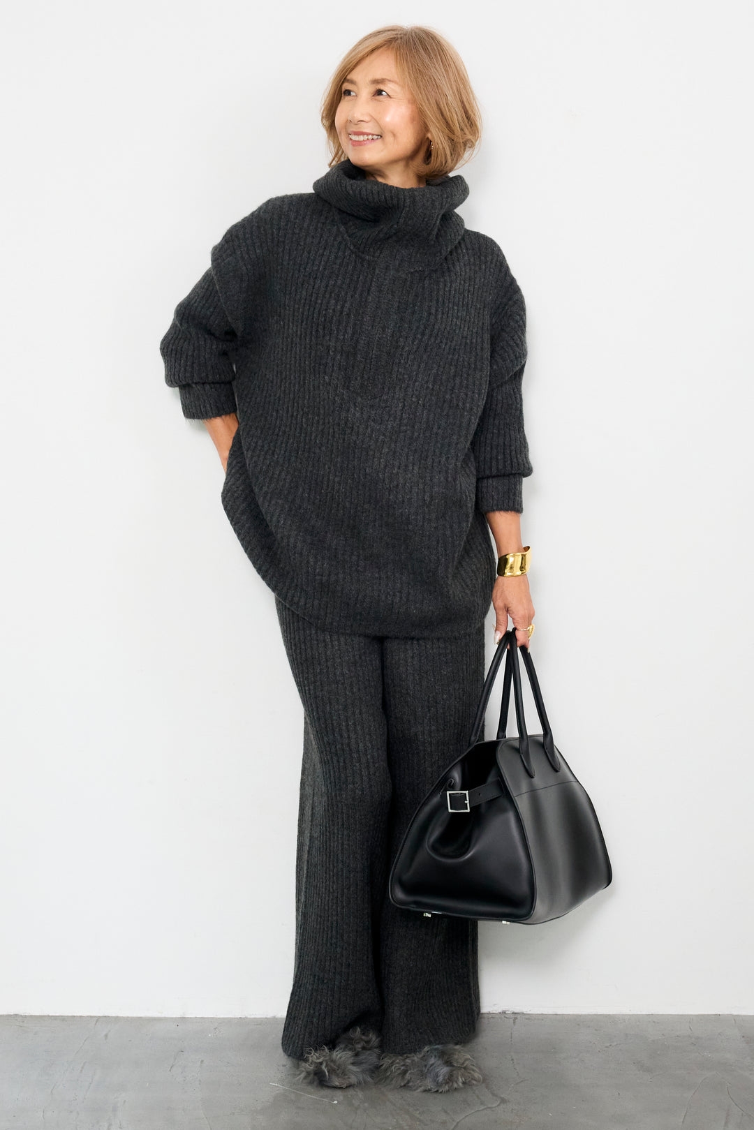 2WAYビッグカラーリブニットセットアップ