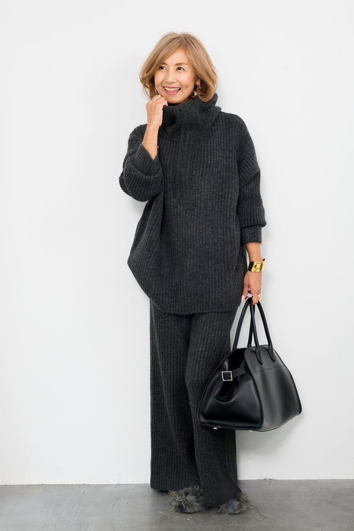 2WAYビッグカラーリブニットセットアップ