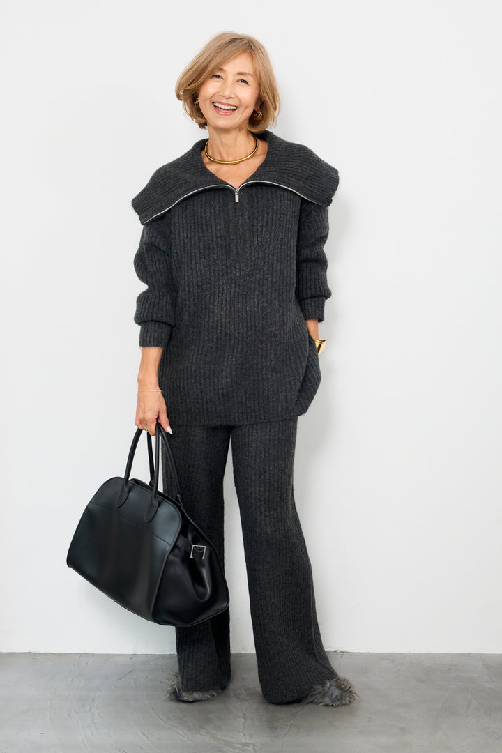 2WAYビッグカラーリブニットセットアップ