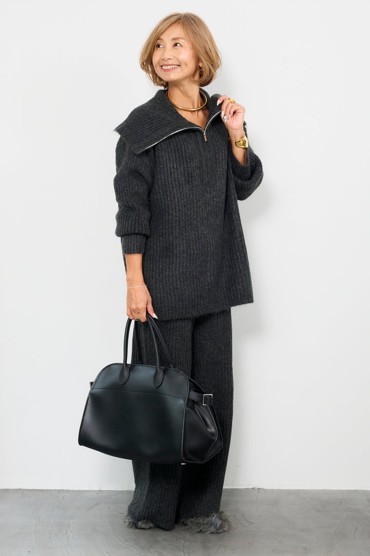 2WAYビッグカラーリブニットセットアップ