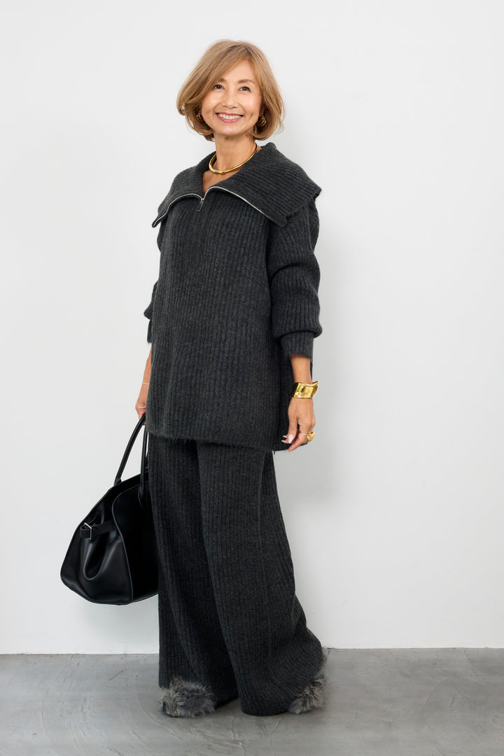 2WAYビッグカラーリブニットセットアップ