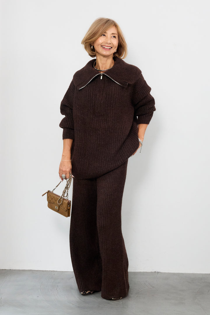 2WAYビッグカラーリブニットセットアップ