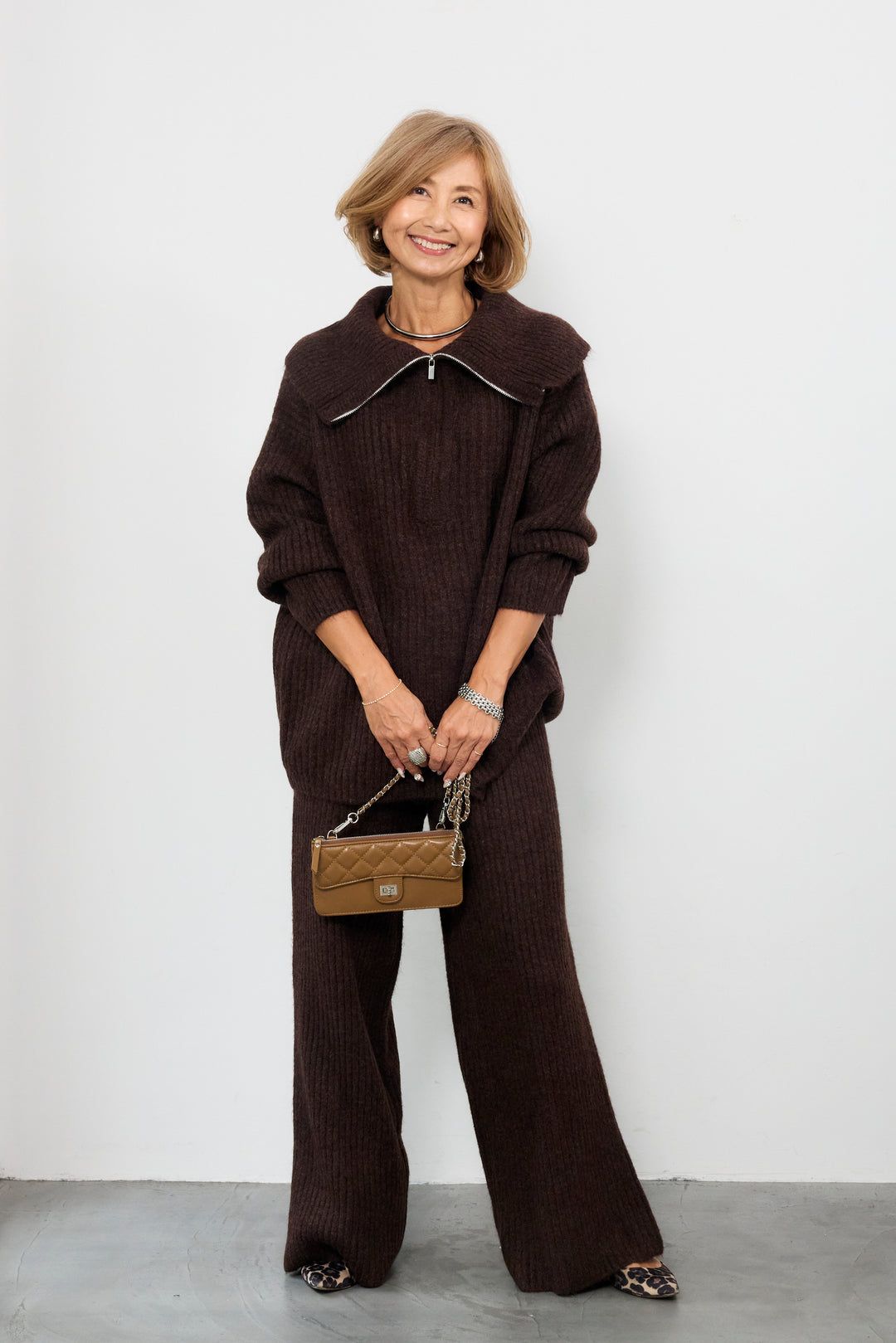 2WAYビッグカラーリブニットセットアップ