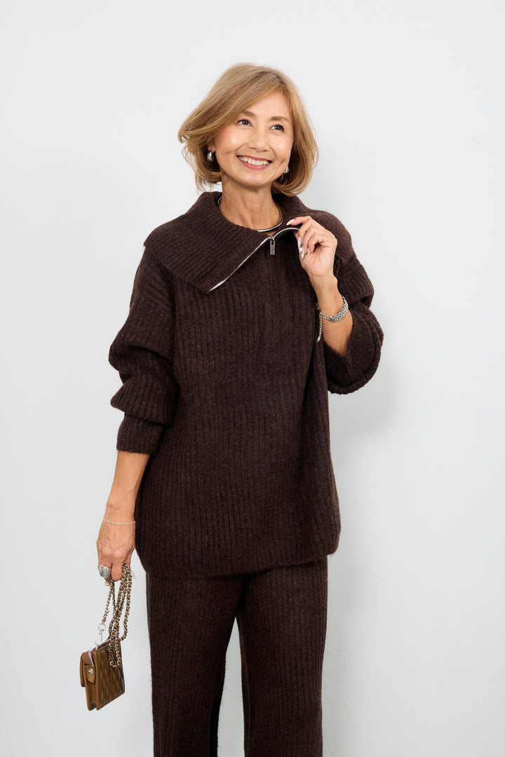 2WAYビッグカラーリブニットセットアップ