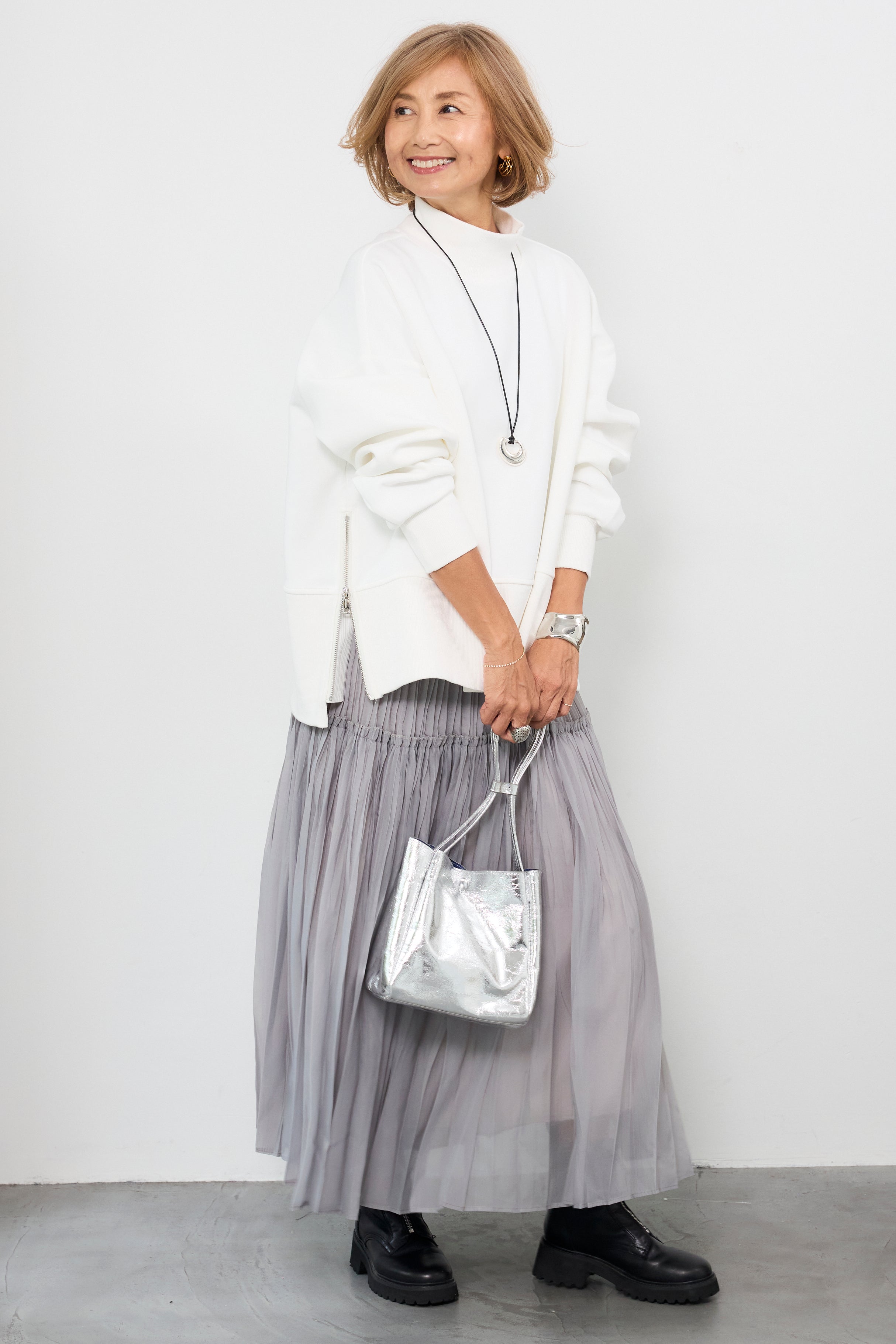 サイドジップモックネックプルオーバー – plusotoha