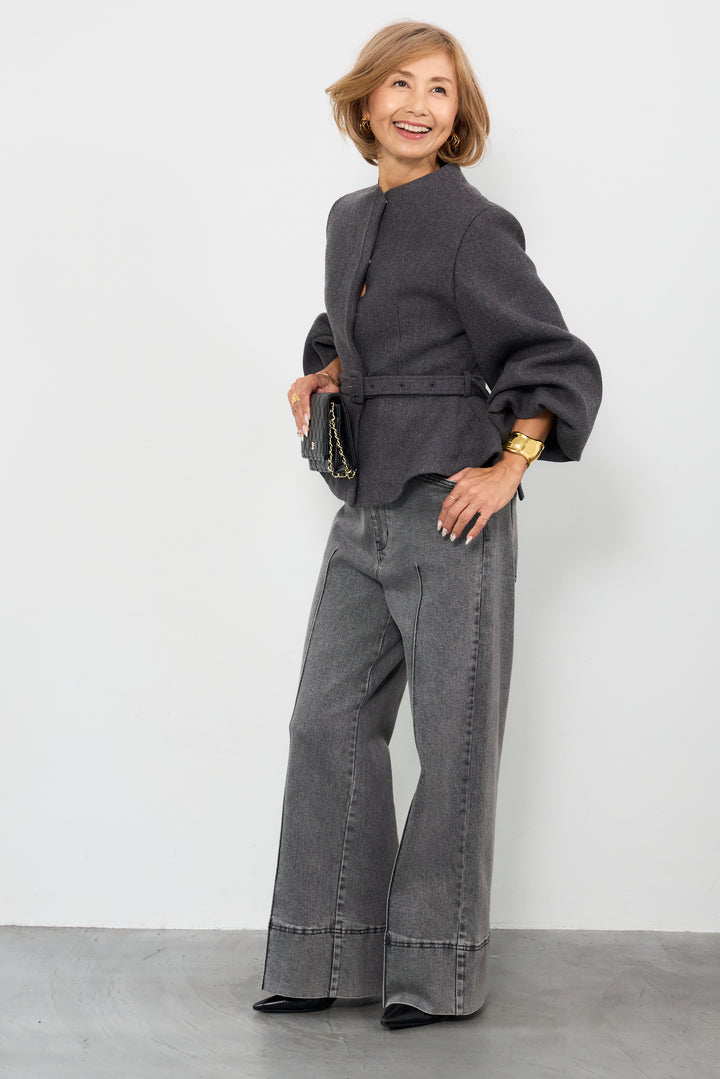 ペプラムシルエットウールジャケット