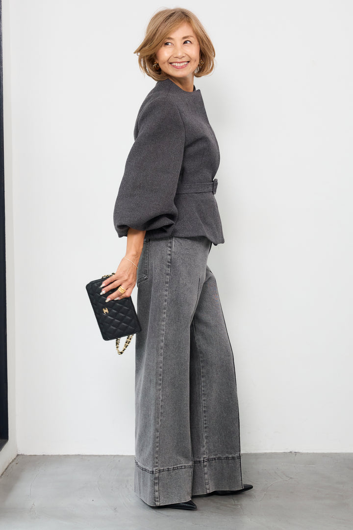 ペプラムシルエットウールジャケット