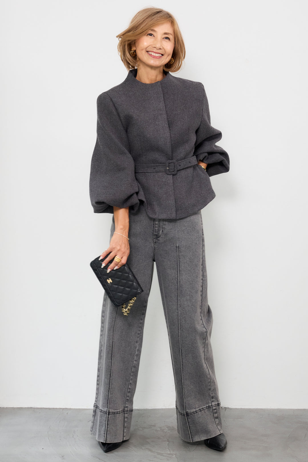 ペプラムシルエットウールジャケット