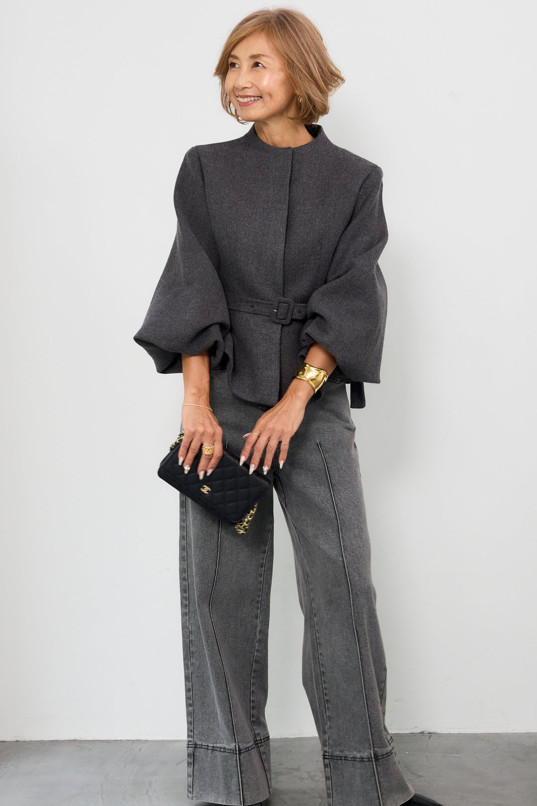 ペプラムシルエットウールジャケット