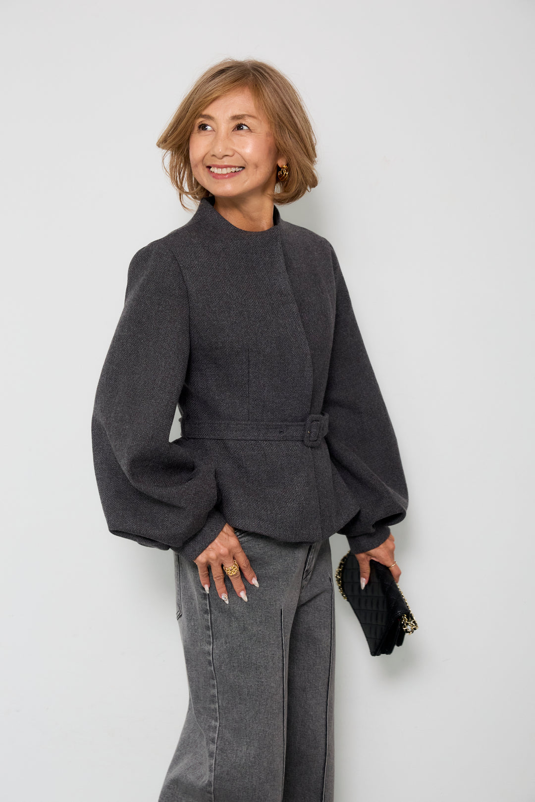 ペプラムシルエットウールジャケット