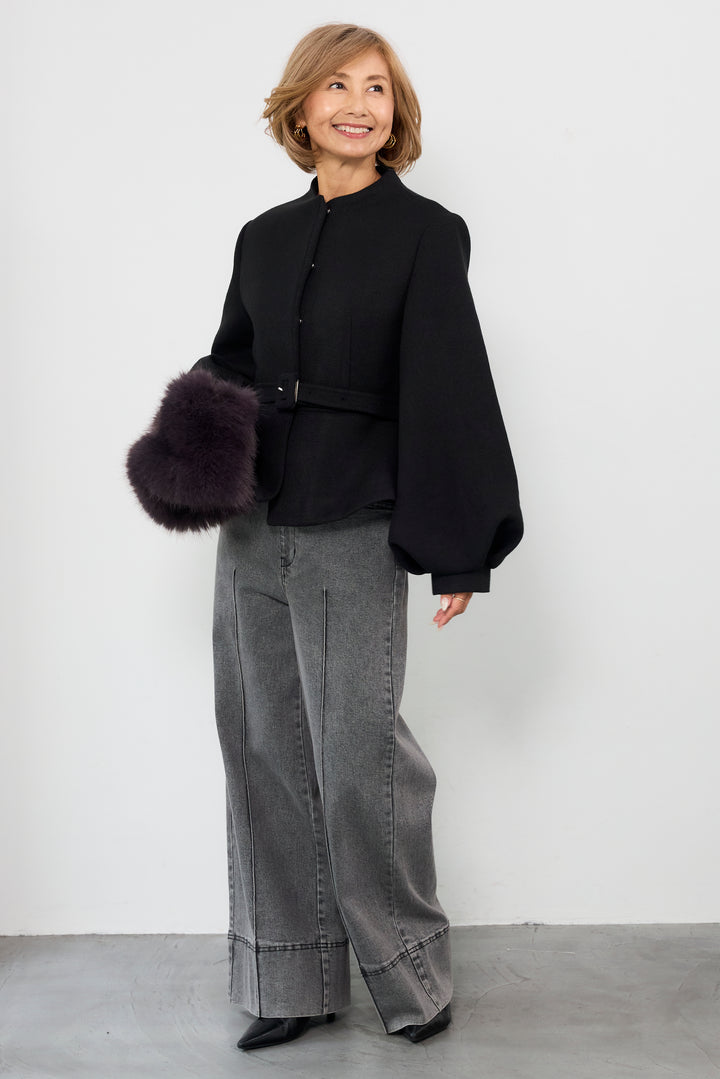 ペプラムシルエットウールジャケット